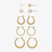 Mixit Hypoallergenic 5 Pair Simulated Pearl Round Earring Set