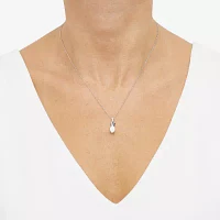 Womens 1/10 CT. T.W. Natural White Diamond 10K Rose Gold Over Silver Sterling Silver Heart Pendant Necklace