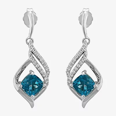 Genuine Blue Topaz Sterling Silver Drop Earrings