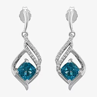 Genuine Blue Topaz Sterling Silver Drop Earrings