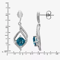 Genuine Blue Topaz Sterling Silver Drop Earrings