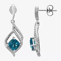 Genuine Blue Topaz Sterling Silver Drop Earrings