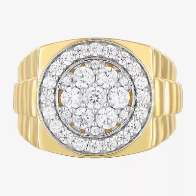 Mens 1 3/4 CT. T.W. Natural White Diamond 14K Gold Over Silver Fashion Ring