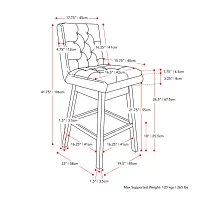 Boston Dining Collection 2-pc. Upholstered Tufted Bar Stool