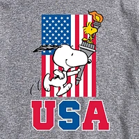 Mens Short Sleeve Peanuts USA Graphic T-Shirt