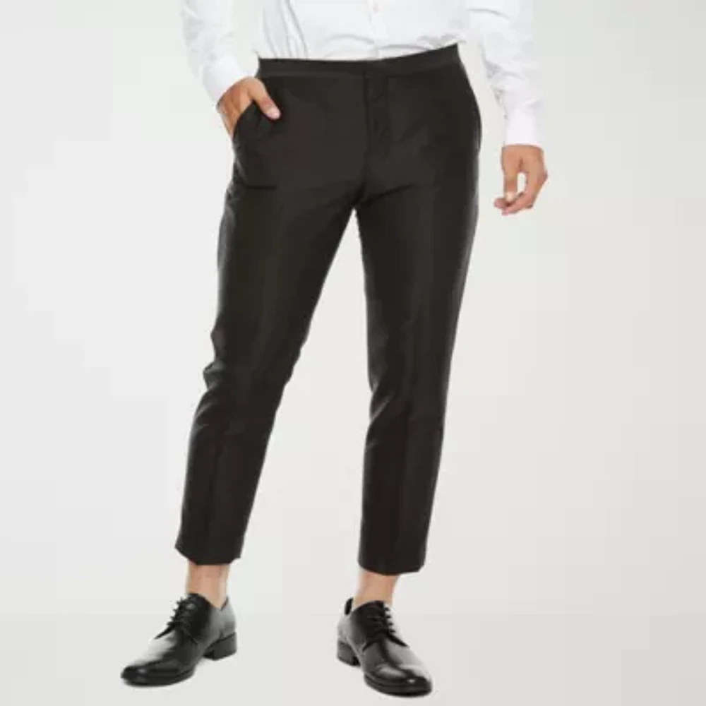 J. Ferrar Crop Ankle Mens Slim Fit Tuxedo Pants