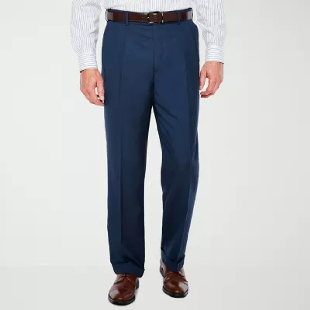 Stafford Sharkskin Stretch Pleated Pants Classic Fit