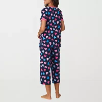 Cuddl Duds Womens V-Neck Short Sleeve 2-pc. Pant Pajama Set