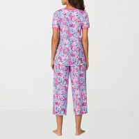 Cuddl Duds Womens V-Neck Short Sleeve 2-pc. Pant Pajama Set