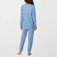 Cuddl Duds Womens Round Neck Long Sleeve 2-pc. Pant Pajama Set