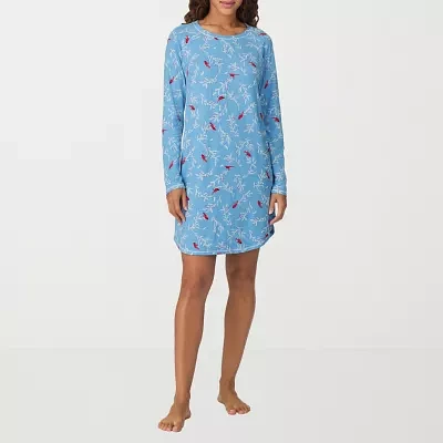 Cuddl Duds Womens Long Sleeve Round Neck Nightshirt