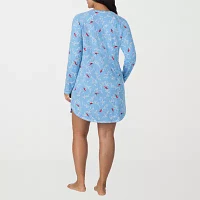 Cuddl Duds Womens Plus Long Sleeve Round Neck Nightshirt