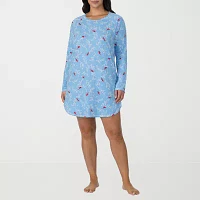 Cuddl Duds Womens Plus Long Sleeve Round Neck Nightshirt