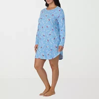 Cuddl Duds Womens Plus Long Sleeve Round Neck Nightshirt