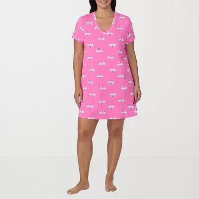 Cuddl Duds Womens Plus Short Sleeve V Neck Nightshirt