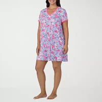 Cuddl Duds Womens Plus Short Sleeve V Neck Nightshirt