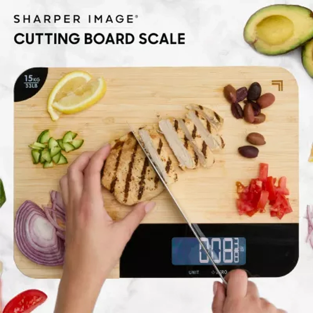Sharper Image Bamboo Cutting Board + Scale
