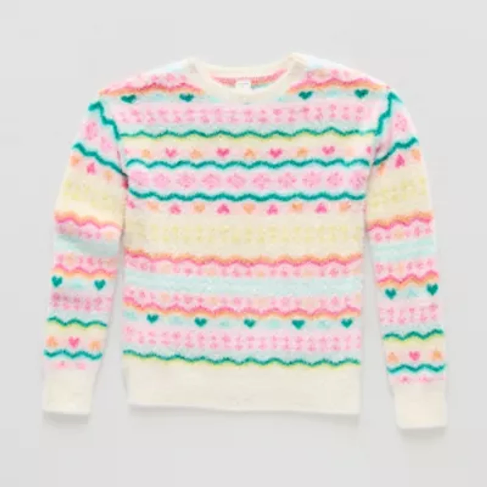 Thereabouts Little & Big Girls Round Neck Long Sleeve Pullover Sweater