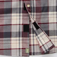 mutual weave Mens Easy-on + Easy-off Regular Fit Long Sleeve Plaid Button-Down Shirt