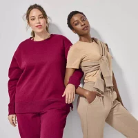 Xersion Womens Super Soft Fleece Crew Neck Long Sleeve Sweatshirt Plus