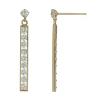 14K Gold White Cubic Zirconia Drop Earrings