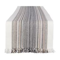 Design Imports Striped Fringe Ribbed Table Runners