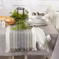 Design Imports Striped Fringe Ribbed Table Runners