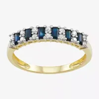 Womens Genuine Blue Sapphire & 1/4 CT. T.W. White Diamond 10K Gold Cocktail Ring