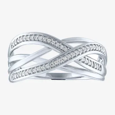 Limited Time Special! 1/10 CT. T.W. Genuine Diamond Sterling Silver Crossover Band