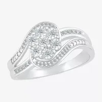 Womens 1/6 CT. T.W. Natural White Diamond Sterling Silver Cocktail Ring