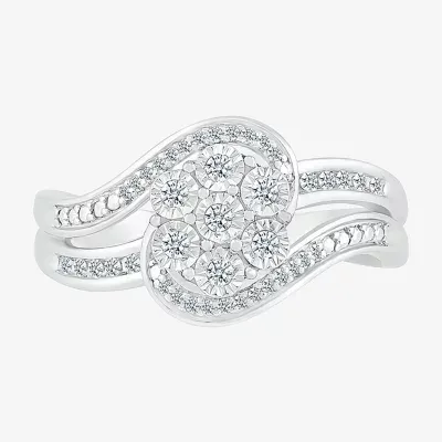 Womens 1/6 CT. T.W. Natural White Diamond Sterling Silver Cocktail Ring
