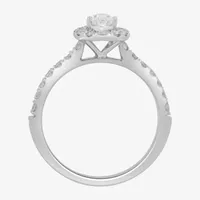 Signature By Modern Bride (H-I / Si2) Womens 1 CT. T.W. Lab Grown White Diamond 10K Gold Pear Side Stone Halo Engagement Ring