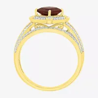 Modern Bride Gemstone Womens Genuine Red Garnet 14K Gold Bridal Set