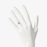 Modern Bride Gemstone Womens Lab Created Green Emerald 14K White Gold Pear Bridal Set