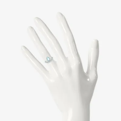 Modern Bride Gemstone Womens Genuine Blue Aquamarine 14K White Gold Pear Bridal Set