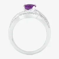 Modern Bride Gemstone Womens Genuine Purple Amethyst 14K White Gold Oval Bridal Set