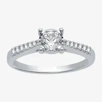 Womens 1/2 CT. T.W. Natural White Diamond 10K Gold Round Side Stone Engagement Ring