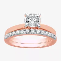 Womens 1 CT. T.W. Mined White Diamond 10K Rose Gold Round Solitaire Bridal Set