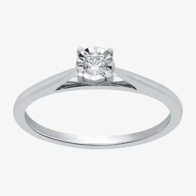 Womens Diamond Accent Natural White Sterling Silver Round Solitaire Engagement Ring