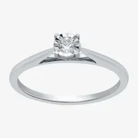 Womens Diamond Accent Natural White Sterling Silver Round Solitaire Engagement Ring