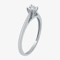 Womens Diamond Accent Natural White Sterling Silver Round Solitaire Engagement Ring