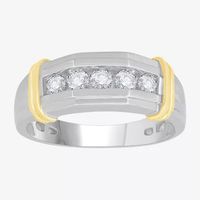 Mens 1 CT.T.W. Natural Diamond 10K Two-Tone Gold Band Ring