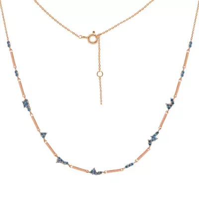 Diamonart Womens 1 1/6 CT. T.W.  Blue Cubic Zirconia 14K Rose Gold Over Silver Round Pendant Necklace