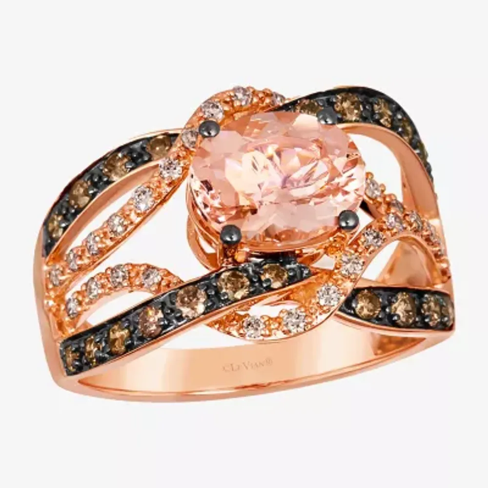 Le Vian® Ring featuring 1 1/3 CT. Peach Morganite™ Chocolate Diamonds® 1/5 Nude Diamonds™ set 14K Strawberry Gold®