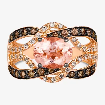 Le Vian® Ring featuring 1  1/3 CT. T.W. Peach Morganite™ Chocolate Diamonds® 1/5 Nude Diamonds™ set 14K Strawberry Gold®