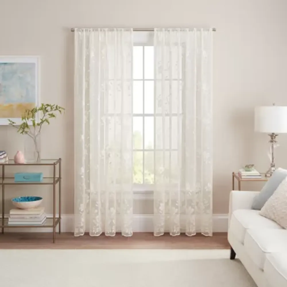 Waverly Sherry Lace Sheer Rod Pocket Single Curtain Panel