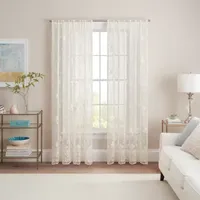 Waverly Sherry Lace Sheer Rod Pocket Single Curtain Panel