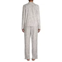 Adonna Fleece Womens Long Sleeve 2-pc. Pant Pajama Set