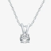 Womens 1/ CT. Natural White Diamond 10K White Gold Pendant Necklace