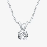 Womens 1/ CT. Natural White Diamond 10K White Gold Pendant Necklace